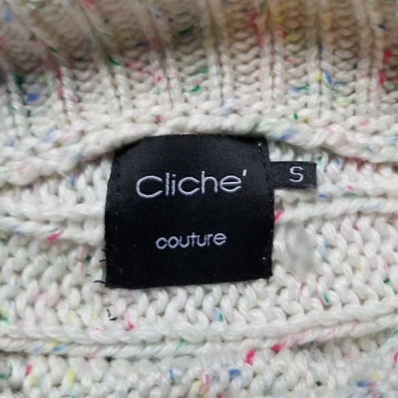 Cliche culture sz S chunky knit rainbow thread sweater wool blend - Picture 2 of 6